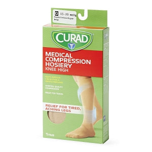 Medline CURAD Knee-High Compression Hosiery - CURAD Knee-High Compression Hosiery with 15-20 mmHg, Tan, Size G, Regular Length - MDS1700GT