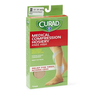 Medline CURAD Knee-High Compression Hosiery - CURAD Knee-High Compression Hosiery with 15-20 mmHg, Tan, Size G, Regular Length - MDS1700GT