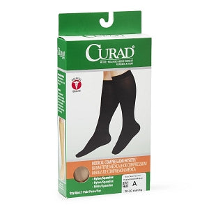 Medline CURAD Knee-High Compression Hosiery - CURAD Knee-High Compression Hosiery with 20-30 mmHg, Tan, Size A, Regular Length - MDS1702AT