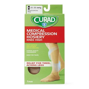 Medline CURAD Knee-High Compression Hosiery - CURAD Knee-High Compression Hosiery with 20-30 mmHg, Tan, Size A, Short Length - MDS1702ATS