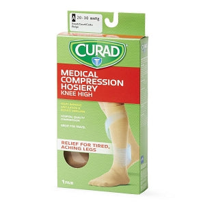 Medline CURAD Knee-High Compression Hosiery - CURAD Knee-High Compression Hosiery with 20-30 mmHg, Tan, Size A, Short Length - MDS1702ATS