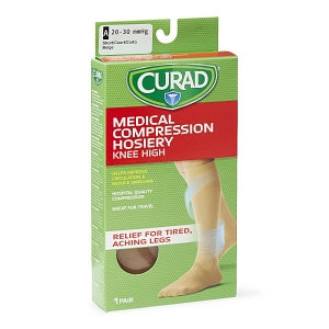 Medline CURAD Knee-High Compression Hosiery - CURAD Knee-High Compression Hosiery with 20-30 mmHg, Tan, Size A, Short Length - MDS1702ATS