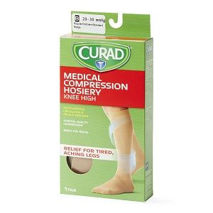 Medline CURAD Knee-High Compression Hosiery - CURAD Knee-High Compression Hosiery with 20-30 mmHg, Tan, Size B, Regular Length - MDS1702BT