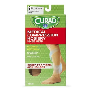 Medline CURAD Knee-High Compression Hosiery - CURAD Knee-High Compression Hosiery with 20-30 mmHg, Tan, Size B, Short Length - MDS1702BTS