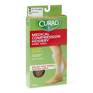 Medline CURAD Knee-High Compression Hosiery - CURAD Knee-High Compression Hosiery with 20-30 mmHg, Tan, Size B, Short Length - MDS1702BTS