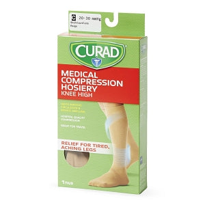 Medline CURAD Knee-High Compression Hosiery - CURAD Knee-High Compression Hosiery with 20-30 mmHg, Tan, Size C, Short Length - MDS1702CTS