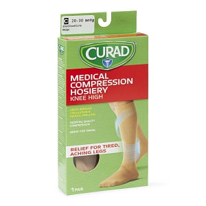 Medline CURAD Knee-High Compression Hosiery - CURAD Knee-High Compression Hosiery with 20-30 mmHg, Tan, Size C, Short Length - MDS1702CTS