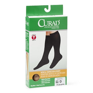 Medline CURAD Knee-High Compression Hosiery - CURAD Knee-High Compression Hosiery with 20-30 mmHg, Tan, Size D, Short Length - MDS1702DTS