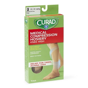 Medline CURAD Knee-High Compression Hosiery - CURAD Knee-High Compression Hosiery with 20-30 mmHg, Tan, Size F, Short Length - MDS1702FTS