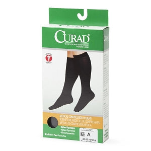 Medline CURAD Knee-High Compression Hosiery - CURAD Knee-High Compression Hosiery with 20-30 mmHg, Black, Size A, Regular Length - MDS1703AB