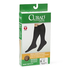 Medline CURAD Knee-High Compression Hosiery - CURAD Knee-High Compression Hosiery with 30-40 mmHg, Tan, Size C, Short Length - MDS1704CTS