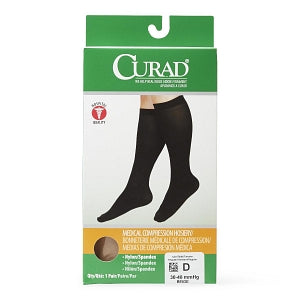 Medline CURAD Knee-High Compression Hosiery - CURAD Knee-High Compression Hosiery with 30-40 mmHg, Tan, Size D, Regular Length - MDS1704DT