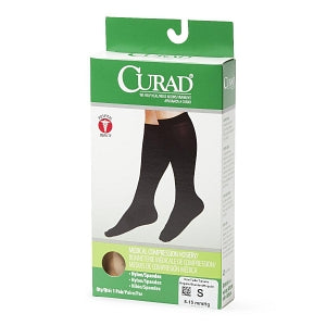 Medline CURAD Knee-High Compression Hosiery - CURAD Knee-High Compression Hosiery with 8-15 mmHg, Tan, Size S, Regular Length - MDS1712AT