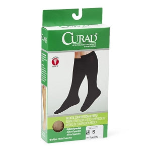 Medline CURAD Knee-High Compression Hosiery - CURAD Knee-High Compression Hosiery with 8-15 mmHg, Tan, Size S, Short Length - MDS1712ATS