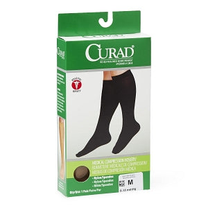 Medline CURAD Knee-High Compression Hosiery - CURAD Knee-High Compression Hosiery with 8-15 mmHg, Tan, Size M, Short Length - MDS1712BTS