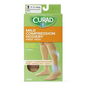 Medline CURAD Knee-High Compression Hosiery - CURAD Knee-High Compression Hosiery with 8-15 mmHg, Tan, Size L, Regular Length - MDS1712CT