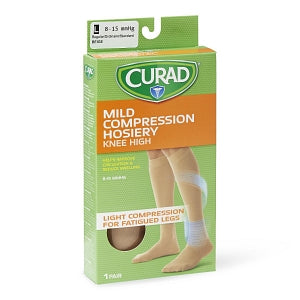 Medline CURAD Knee-High Compression Hosiery - CURAD Knee-High Compression Hosiery with 8-15 mmHg, Tan, Size L, Regular Length - MDS1712CT