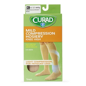 Medline CURAD Knee-High Compression Hosiery - CURAD Knee-High Compression Hosiery with 8-15 mmHg, Tan, Size XL, Regular Length - MDS1712DTH