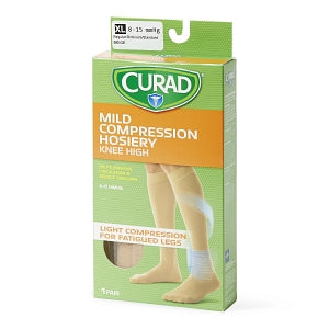 Medline CURAD Knee-High Compression Hosiery - CURAD Knee-High Compression Hosiery with 8-15 mmHg, Tan, Size XL, Regular Length - MDS1712DTH