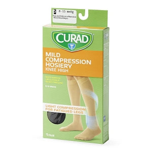 Medline CURAD Knee-High Compression Hosiery - CURAD Knee-High Compression Hosiery with 8-15 mmHg, Black, Size S, Regular Length - MDS1713AB