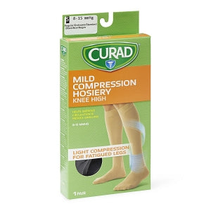 Medline CURAD Knee-High Compression Hosiery - CURAD Knee-High Compression Hosiery with 8-15 mmHg, Black, Size S, Regular Length - MDS1713AB