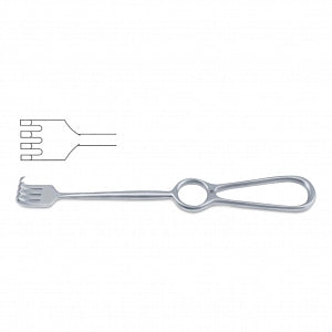 Medline Kocher Laminectomy Retractors - 8-3/4" (22.2 cm) Kocher Laminectomy Retractor with 4-Prong Blunt Tip - MDS1833504