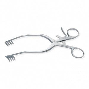 Medline Adson Retractors - 8" (20.3 cm) 45° Angle Adson Retractor with 4 x 4 Prongs - MDS1868045