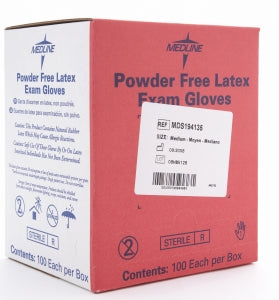 Medline Sterile Powder-Free Latex Exam Gloves - Sterile Powder-Free Latex Exam Gloves, Singles, Size M - MDS194135