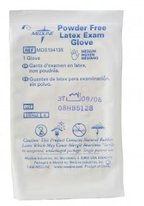 Medline Sterile Powder-Free Latex Exam Gloves - Sterile Powder-Free Latex Exam Gloves, Singles, Size L - MDS194136