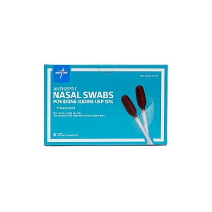 Medline Antiseptic Povidone Iodine Nasal Swabs - Antiseptic Povidone Iodine Nasal Swabs, Teal Box, 2-Packs, 48/Case - MDS1982