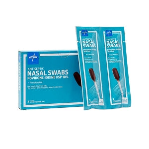 Medline Antiseptic Povidone Iodine Nasal Swabs - Antiseptic Povidone Iodine Nasal Swabs, Teal Box, 2-Packs, 48/Case - MDS1982