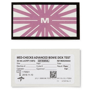 Medline Bowie Dick Surgical Instrument Sterilization Test Cards - Advanced Bowie-Dick Test, 30-Pack - MDS200450