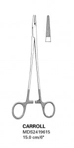 Medline Carroll Micro Needle Holders - Carroll Needle Holder, Cross Serrated Tip, Tungsten Carbide, 6", 15 cm - MDS2419615