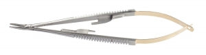 Medline Castroviejo Cross Serrated Micro Needle Holders - Castroviejo Straight Needle Holder with Tungsten Carbide Inserts, 5-1/2" (14 cm) - MDS2467614