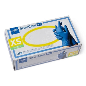 Medline SensiCare Ice Blue Powder-Free Nitrile Exam Gloves - SensiCare Ice Powder-Free Nitrile Exam Gloves, Size XS - MDS2500