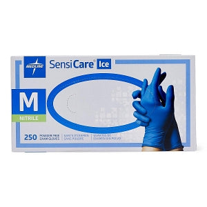 Medline SensiCare Ice Blue Powder-Free Nitrile Exam Gloves - SensiCare Ice Powder-Free Nitrile Exam Gloves, Size M - MDS2502