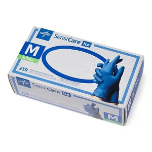 Medline SensiCare Ice Blue Powder-Free Nitrile Exam Gloves - SensiCare Ice Powder-Free Nitrile Exam Gloves, Size M - MDS2502