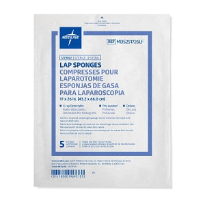 Medline X-Ray Detectable Lap Sponges - X-Ray Detectable Sterile Lap Sponge, 17" x 26", 5/Pack - MDS251726LF