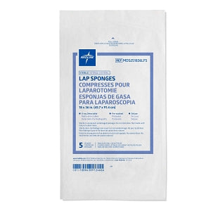 Medline X-Ray Detectable Lap Sponges - X-Ray Detectable Sterile Lap Sponge, 18" x 36", 5/Pack - MDS251836LF5