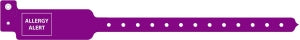 Medline Tamper Resistant Snap Closure Alert ID Bands - Tri-Laminate ID Band, Allergy Alert, 10" Purple - MDS3107AAM