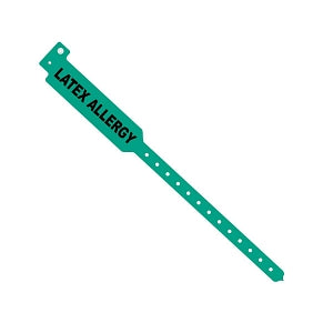 Medline Tamper Resistant Snap Closure Alert ID Bands - Tri-Laminate ID Band, Latex Allergy, Adult, Green - MDS3203LAM