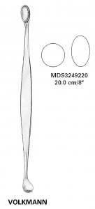 Medline Volkmann Bone / Ortho Curettes - Volkmann Bone Ortho Curette, 16 cm, Double-Ended - MDS3249216