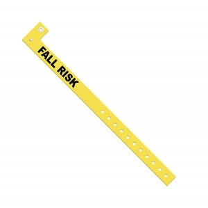 Medline Tamper Resistant Snap Closure Alert ID Bands - Tri-Laminate ID Band, L-Shape, Fall Risk, Yellow - MDS3306FRM