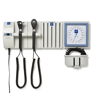 Medline Diagnostic Wallboard Systems - Diagnostic Wall System with 2 Handles, L2 LED Otoscope Head, L2 Xenon Ophthalmoscope Head, Specula Dispenser, and Aneroid BP Device - MDS36533005