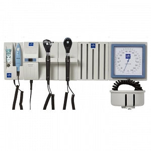 Medline Diagnostic Wallboard Systems - Diagnostic Wall System with 2 Handles, L2 LED Otoscope Head, L3 Xenon Ophthalmoscope Head, Specula Dispenser, Tympanic Ear Thermometer, and Aneroid BP Device - MDS36533010