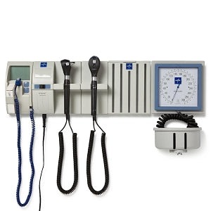 Medline Co-Label Diagnostic Wallboard Systems - Diagnostic Wall System with 2 Handles, L2 LED Otoscope Head, L2 Xenon Ophthalmoscope Head, Specula Dispenser, Oral Thermometer, and Automated BP Device - 3653-L2X3-SABXU