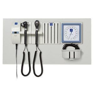 Medline Co-Label Diagnostic Wallboard Systems - Diagnostic Wall System with 2 Handles, Xenon EliteVue Otoscope Head, Xenon L2 Ophthalmoscope Head, Specula Dispenser, and Aneroid BP Device, Premounted on Mounting Board - MDS3653-XEX2-SAXWU