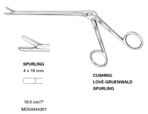 Medline Spurling Intervertebral Rongeurs - Spurling Intervertebral Disc Rongeur, Straight Angle, 4 mm x 10 mm Jaws, 7" Shaft - MDS4044201