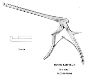 Medline Ferris-Kerrison Laminectomy Punches - 7" (18 cm) Long 40° Up Cutting Angle Ferris-Kerrison Laminectomy Punch with 2 mm Bite - MDS4051202