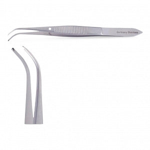 Medline Graefe Iris Tissue Forceps - 4" (10 cm) Straight Graefe Iris Forceps with 1 x 2 Teeth - MDS4282010